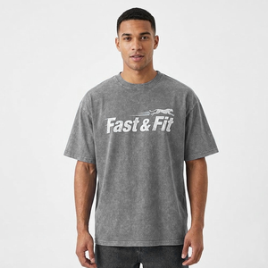 Wholesale 100% Cotton Regular Fit Acid Washed Logo T-<b>Shirt</b> <b>for</b> <b>Men</b> Custom Heavyweight Casual <b>Satin</b> Fabric Quick Dry - Product Image 1