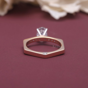 Anillo de Compromiso con Diamante Ovalado Cultivado en Laboratorio, Certificado por IGI, Oro de 14K en Dos Tonos, Halo Oculto, Anillo Solitario para Mujer - Product Image 2