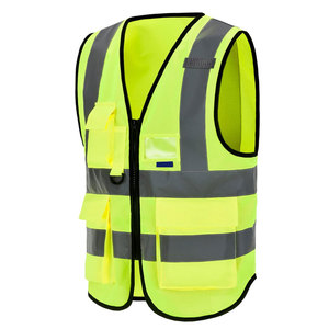 Chaleco de Seguridad Reflectante de Alta Visibilidad Unisex, Ropa de Trabajo de Poliéster con Bolsillos y Cierre de Cremallera - Product Image 2