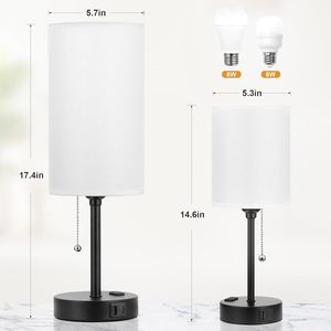 Lampada da Comodino USB C da 17 Pollici con 3 Temperature di Colore, Interruttore a Catenella, Bianca, per Camera da Letto, Prodotto AC - Product Image 3
