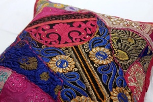 Housse de coussin Boho Coussin indien | Oreiller patchwork décoratif coloré - Product Image 3