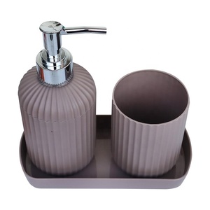 Juego de Baño de Cinco Piezas de Resina Minimalista Clásico Hecho a Mano, Dispensador de Jabón, Vaso, Gris, Forma Personalizada, Ecológico - Product Image 4