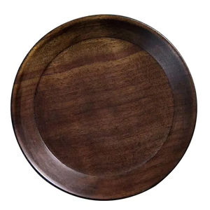 Plato Redondo de Madera Timber Crest, Hecho a Mano, Estilo Wabi Sabi, Diseño Sólido, Apto para Uso en la Cocina, Plato Multiusos para Comer - Product Image 1