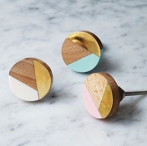 Traditional <b>Ceramic</b> Round Cabinet <b>Knobs</b> with Brass Base for Kitchen Furniture Handle Durable Metal Hardware 4PC - Product Image 2