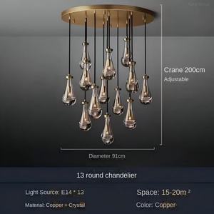 โคมไฟระย้าคริสตัลทรงหยดน้ำรูปไข่ แสงนวลๆ ปรับความสว่างได้ ใช้หลอดไฟ LED สำหรับห้องนอน ห้องนั่งเล่น ห้องรับประทานอาหาร เคาน์เตอร์บาร์-สไตล์โมเดิร์นเรียบง่าย - Product Image 6