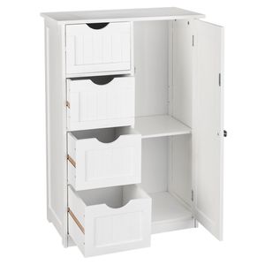 Mobile Bagno Moderno Bianco con Anta Singola e 4 Cassetti, Design Salvaspazio in MDF per Casa o Hotel - Product Image 4