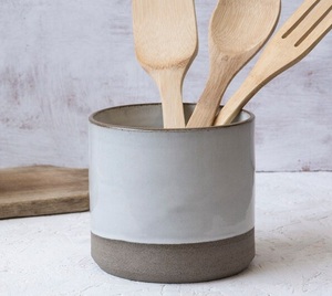 Minimalist Matte Ceramic <b>Utensil</b> <b>Holder</b> Two Tone Finish Strong Base Heat Resistant Durable <b>Kitchen</b> Countertop Storage Solution - Product Image 5