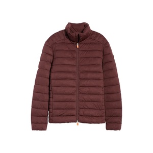 High Quality Solid <b>Maroon</b> Color Men's Bubble Puffer Jacket Custom Logo Breathable Canvas Cotton Filling Stand Collar Winter - Product Image 1