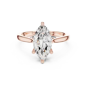 Anillo de compromiso con diamante de laboratorio de corte marquesa de dos quilates, oro sólido de dieciocho quilates, halo oculto, banda unisex de lujo. - Product Image 3