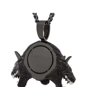 Colgante de Perro de Tres Cabezas Negro con Incrustaciones de Moissanita, Chapado en Rodio, Plata 925, Amuleto Temático, Joyería Unisex de Hip Hop - Product Image 3