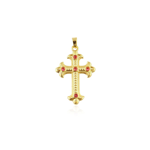Pendentif croix en quartz rouge perlé, pendentif de créateur perlé, vente en gros, anti-ternissement, léger, breloque pour collier - Product Image 1
