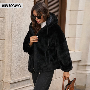 Chaqueta corta de invierno para mujer, acolchada, transpirable, con capucha, cremallera, cálida, informal, cortavientos, de poliéster - Product Image 3