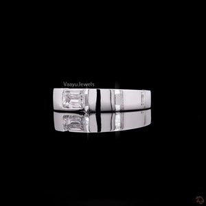 Luxury Men's IGI certi Lab Grown Diamond <b>Ring</b> | Emerald Cut Center Stone 925 <b>Silver</b> 10K,14K,18k <b>Statement</b> <b>Ring</b> - Product Image 4
