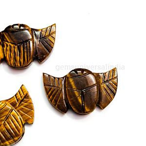 Natural <b>Tiger</b> <b>Eye</b> Scarab Shape Gemstone Beads 22mm Beetle Face Hand Carved Loose <b>Tiger</b> <b>Eye</b> Stone Beads For Jewelry Making Bulk - Product Image 5