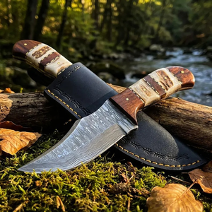 Couteau de chasse/découpe de viande/de camping en acier Damas de qualité supérieure avec étui en cuir, options OEM et logo personnalisé pour les acheteurs des États-Unis et d'Europe - Product Image 4