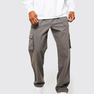 กางเกงขายาวผู้ชายลำลองผ้าฝ้ายสีพื้น กางเกงคาร์โก้ผู้ชายสำหรับเดินป่า ท่องเที่ยว กางเกงทำงานหลายกระเป๋า - Product Image 4