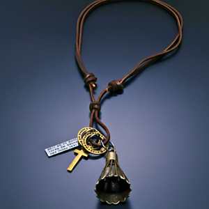 Fashion Pendant Necklace-1.5-Inch Pure Stainless Steel Pendant with Adjustable Leather <b>Rope</b> for Men & Boys - Product Image 4