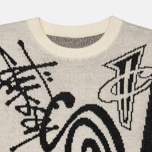 <b>Mens</b> Designer Cotton Printed Sweater Custom Pattern Jacquard Oversized Logo Front/Back Winter Pullover Breathable Anti-Shrink - Product Image 2