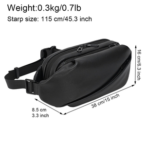 Sac banane unisexe tendance en cuir véritable, personnalisable, multi-poches, fermeture éclair, sangle réglable, pour usage quotidien - Product Image 3