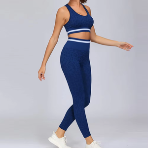 OEM Women Yoga Set Custom Gym Wear Fitness Clothing Yoga Set Ribbed <b>Seamless</b> <b>Leggings</b> Sports Bra Workout Set - Product Image 4