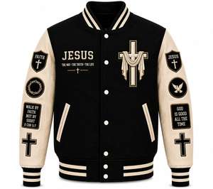 Protect Style Apparels Varsity <b>Jacket</b> Unisex <b>Black</b> for Windproof Waterproof Camouflage Crew Neck Spring Regular Fit 100% - Product Image 1