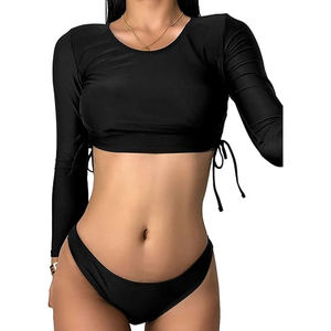 Ensemble de bikini pour femme personnalisable OEM, 2 pièces, séchage rapide, respirant, en spandex et nylon, pour la plage et la natation en été - Product Image 1