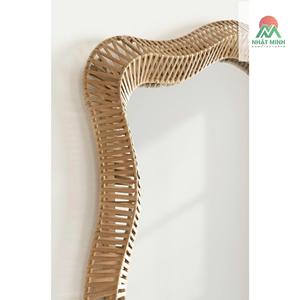 Wooden Art Deco <b>Wall</b> <b>Mirror</b> 26x38 Modern Decorative Wavy Design Authentic Wooden Frame Eco-Friendly Lightweight Bathroom <b>Mirror</b> - Product Image 4