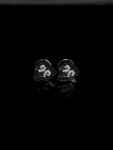 Black White Lab Grown <b>Stud</b> Earrings Iced Out Two Tone 925 <b>Silver</b> 10K 14K Screw Back Hip Hop Men Women Earring Wholesale Factory - Product Image 6