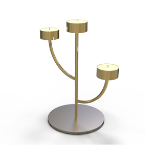 <b>Black</b> Iron Candle Stand with Autumn Leaves Print 3 Holder for Home Decoration - Product Image 5