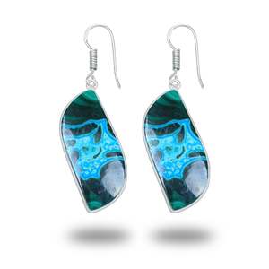 ต่างหูเงินแท้ประดับอะซูไรต์และมาลาไคต์ ทำมือ ดีไซน์น่ารัก เหมาะสำหรับงานปาร์ตี้ ของขวัญเครื่องประดับสุดพิเศษสำหรับผู้หญิง - Product Image 2