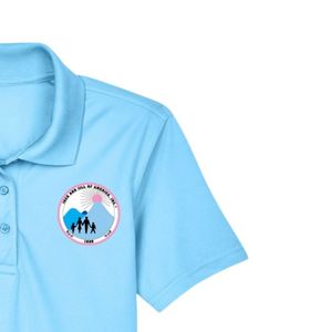 Polo pour femme bleu ciel avec broderie, manches courtes, col, mélange de coton, décontracté, golf, affaires, mode, vêtements - Product Image 5
