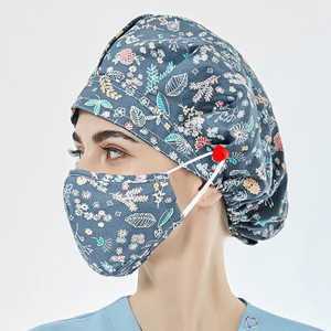 Adjustable Unique Design Elastic <b>Scrub</b> Hats Button Sweatband Design Cotton Twill Fabric Unisex Hospital Use Nursing <b>Scrub</b> <b>Cap</b> - Product Image 6