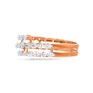 แหวนทองคำโรสโกลด์ 14K ประดับเพชรสองแถว ดีไซน์เก๋สำหรับผู้หญิง แหวนแต่งงานหรือหมั้นสุดหรู - Product Image 4