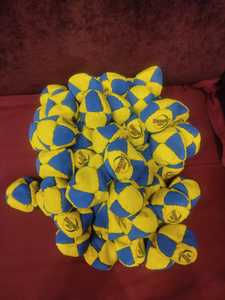 Minzi Industries Genuine Leather Footbag Hacky Sack Yellow <b>Blue</b> Toy for Kids Play - Product Image 3