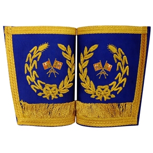 Gants de protection Craft Standard Barrier – Tissu bleu roi avec broderie à la main en bouillon d'or - Product Image 3