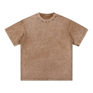 เสื้อยืดโอเวอร์ไซส์ผู้ชาย สตรีทแวร์ ทรงหลวม ผ้าฟอกสี 220gsm ผ้าฝ้าย 100% รับสกรีนโลโก้ - Product Image 1