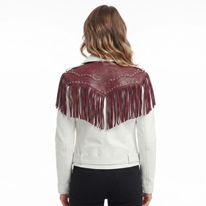 Women Custom Leather Fringe <b>Jacket</b> Wholesale Female Wait Belt Leather Fringed <b>Jacket</b> Women's Custom Leather Fringe <b>Biker</b> <b>Jacket</b> - Product Image 2