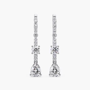 Pendientes Colgantes de Oro Fino de 14K con Diamantes Cultivados en Laboratorio, 1.75CTW, Forma de Pera y Redonda, Joyería Elegante para Regalo de Aniversario - Product Image 1