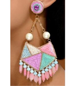 Pendientes Bordados a Mano con Cuentas y Lentejuelas Cutdana, Pendientes de Cuentas para Mujer, Joyería Festiva para Fiestas al Mejor Precio - Product Image 1