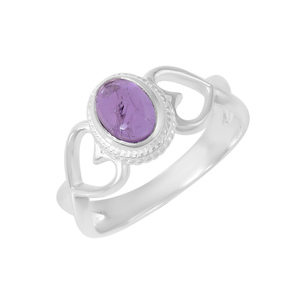 S925 Sterling Silver Purple Amethyst Gemstone <b>Ring</b> Boho Heart Handmade Design Elegant Wedding Fine Jewelry Band <b>Ring</b> For Women's - Product Image 1