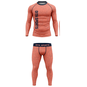 Ensemble de vêtements de sport pour homme Coral Active Performance Training, manches longues et leggings, compression, fitness, entraînement, gym, sportswear, entraînement athlétique - Product Image 1