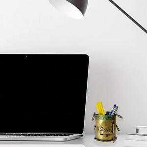 Premium Handmade Iron Angitti Pen Stand Vintage Style <b>Desk</b> Organizer Golden Brass Finish for Office <b>Study</b> Home Decorative - Product Image 3