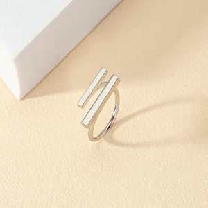 Hallmark Silver Geometric Cuff <b>Ring</b>-<b>Resizable</b> Casual Gemstone Jewelry - Product Image 2