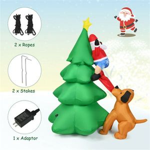 79\" Christmas <b>Tree</b> with Santa Puppy Design Quick Inflation Waterproof Polyester Built-in <b>LEDs</b> Outdoor Holiday Yard Decorations - Product Image 5