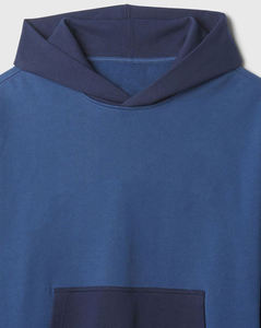 Sudadera con capucha para hombre OEM, color azul oscuro, 100% algodón, con bolsillos tipo canguro, corte holgado, para uso en invierno. - Product Image 5