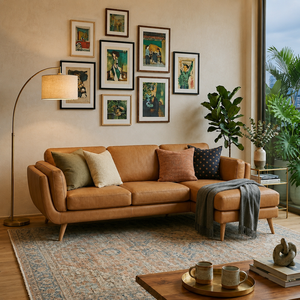 Sofá Seccional de Cuero Tradicional Contemporáneo con Chaise Longue, Muebles Modulares Duraderos para Residencias y Hoteles de Lujo - Product Image 1