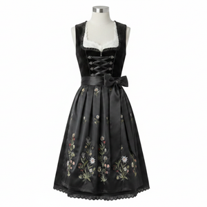 ชุดเดรส Dirndl แบบสบายๆ ระบายอากาศได้ดี พิมพ์ลายตามสั่งสำหรับผู้หญิง งานปักเยอรมันแบบดั้งเดิมสำหรับเทศกาลอ็อกโทเบอร์เฟสต์ สีพื้น ย้อมสี ความยาวระดับเข่า แขนครึ่งแขน - Product Image 1