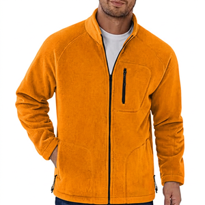 Veste polaire homme vert olive, entièrement zippée, col montant, décontractée, respirante, coupe-vent, vêtement d'extérieur hiver, coupe droite, polyester, fermeture éclair avant - Product Image 3
