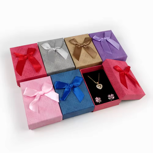 Long Rectangle and square Paper Jewelry <b>Box</b> With Satin Ribbon Bow <b>For</b> Necklace <b>Bracelet</b> Wholesale - Product Image 4