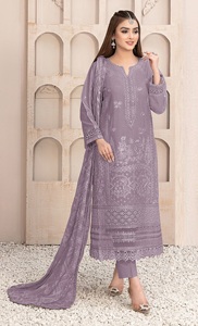 Salwar Kameez Midi Moderno Semisentado de Georgette Sintético Bordado para Mujer, Ideal para Bodas, Diwali y Fiestas - Product Image 3